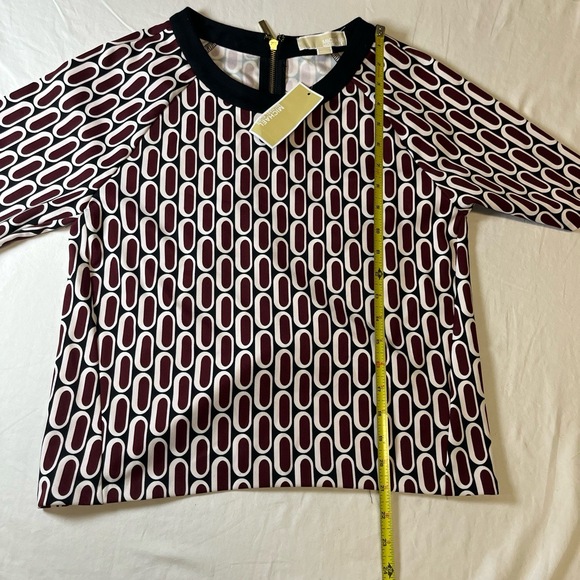 NWT Michael Kors Set Size 8 Medium Burgundy Geometric Short Sleeve Designer - Picture 6 of 7